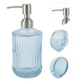 thumbnail image 5 of 1 Pc Simple Vertical Lines Soap Pump Dispenser for Bath 450ml Clear Blue Silver Tone, 5 of 6