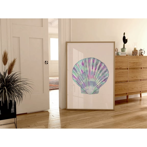 Seashell Illustration Coastal Wall Art Beach House Decor, Unframed Paper Print Size 8x12