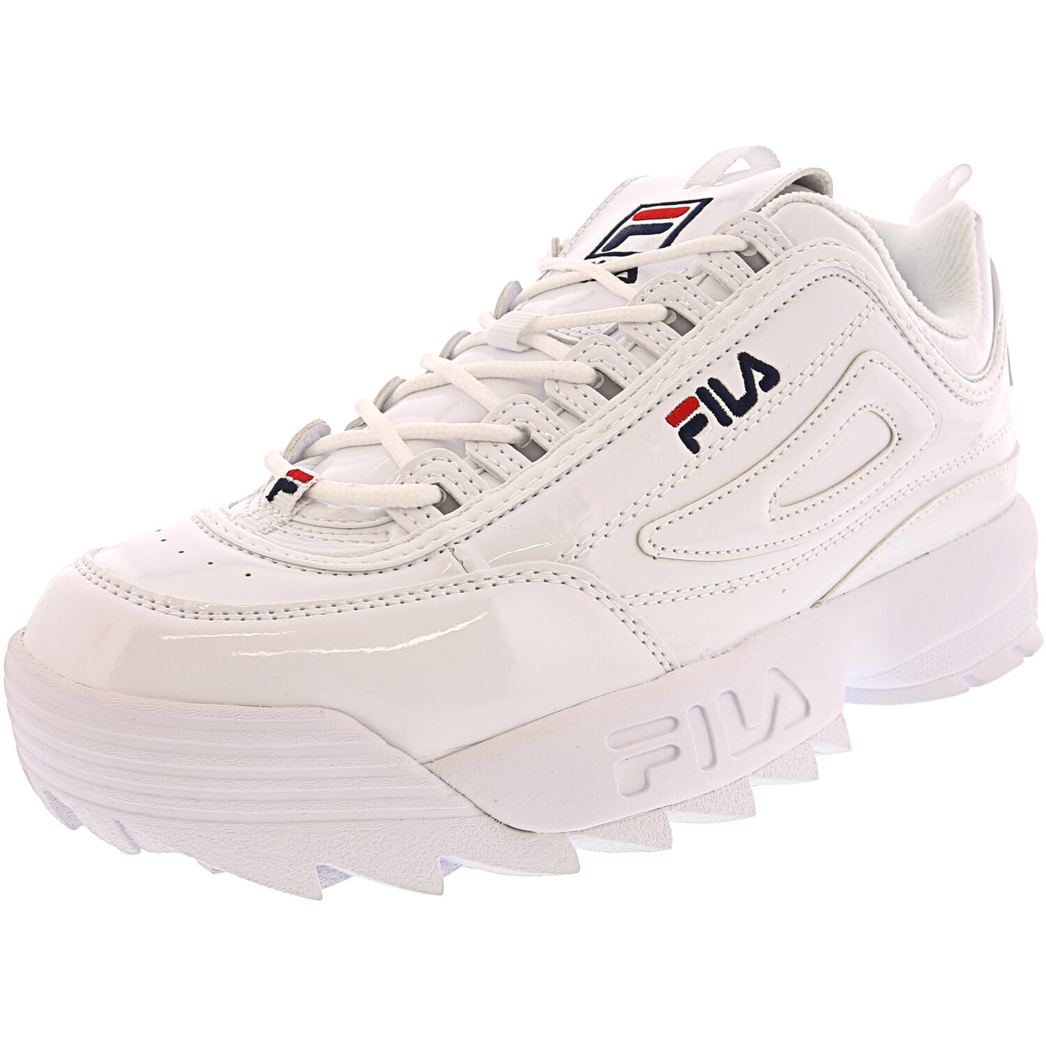 FILA - Fila Women's Disruptor Ii Premium Patent White / Navy Red Ankle ...