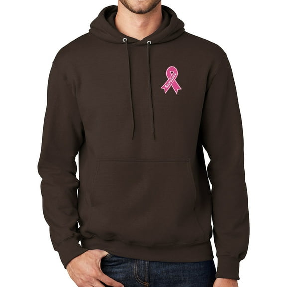 Mens Breast Cancer Survivor Patch Hoodie Sweatshirt, 3XL-Tall Dark Chocolate Brown