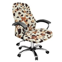 FKELYI Anti-Dust Office Chair Cover Vintage Star Cow Print Stretch Fabric Computer Chair Slipcover for Armchair Swivel Boss Chair Protector for Home Office Decoration, Small