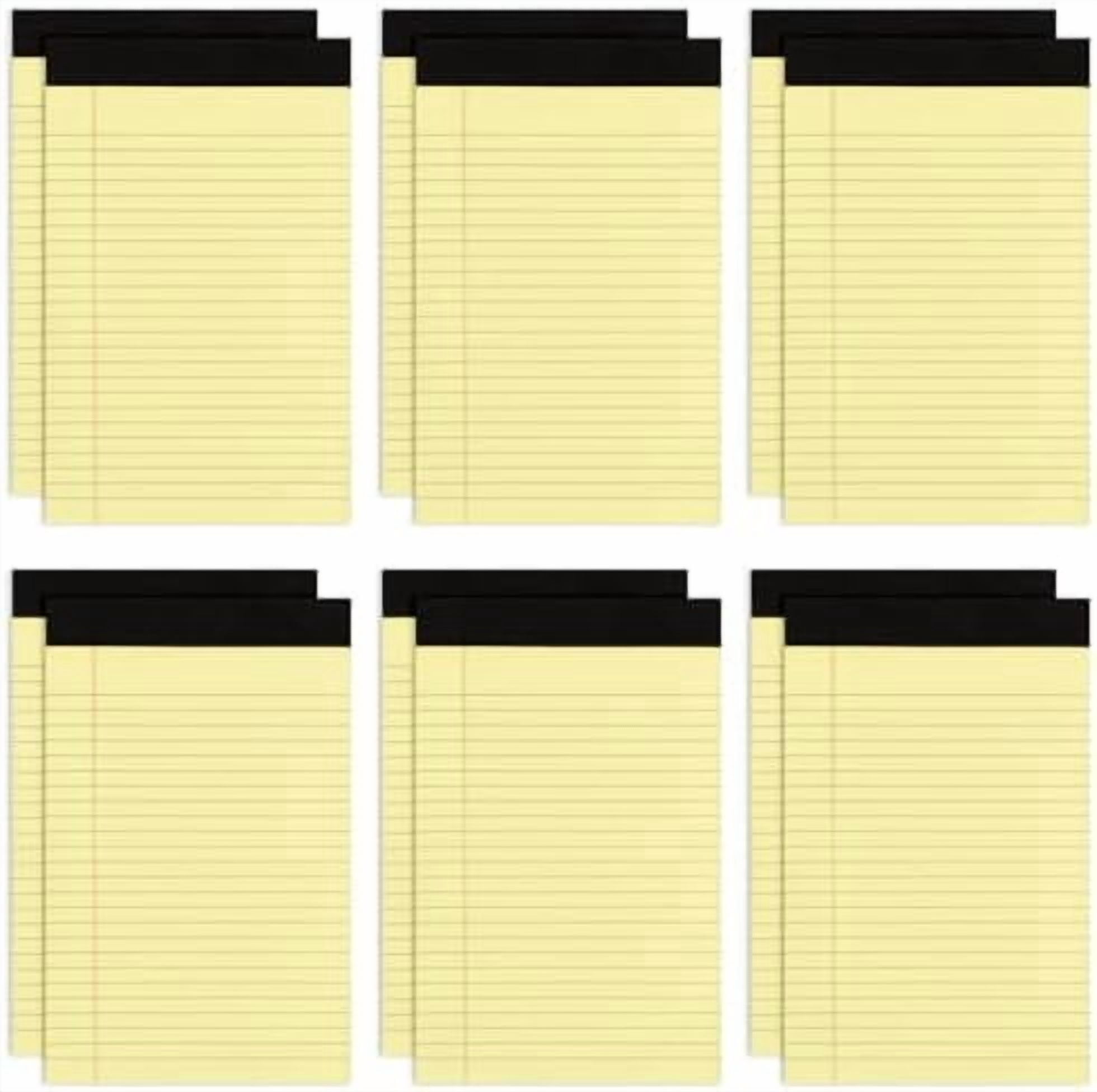 Tekola 12 Pack Yellow Note Pads 5x8, Small Legalpads 5x8 Yellow for Office, Perforated College Ruled Writing Pads - 30 Sheets Samll Notepad