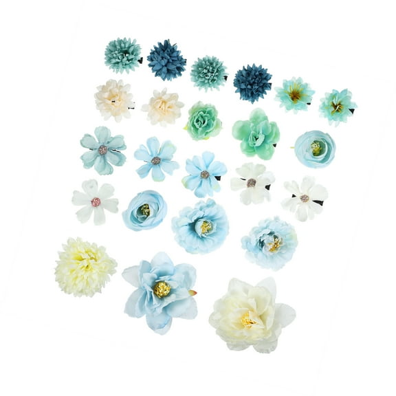 Vocoste Women Cute Fake Flowers Hair Clips Blue 23pcs