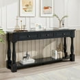 thumbnail image 3 of YesFashion 63 Inch Long Console Table with Drawers And Bottom Open Shelf, Solid Wood Farmhouse Entryway Table with Storage, for Hallway, Living Room Furniture, 3 of 9