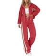 thumbnail image 1 of Liyamei Casual Fall Striped Trousers With Zippered Jacket Comfortable Wear For Everyday Athletic Outfit, 1 of 4