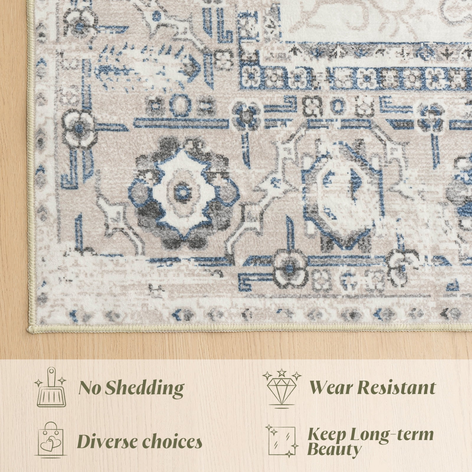 Cozylore 8'x10' Area Rugs for Living Room Modern Rug Soft Low Pile Non Slip Carpet Machine Washable Indoor Rug for Bedroom Dining Room, Blue
