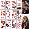 thumbnail image 2 of Pegatina de tatuaje de heridas sangrientas para Halloween, tatuaje temporal impermeable, divertido, de miedo, para fiesta de Halloween, bricolaje, decoración de tatuajes falsos, 6/12 piezas, 2 of 4