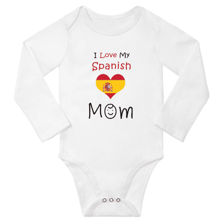 

I Love My Spanish Mom Baby Long Slevve Bodysuit Unisex Gifts (White 12-18 Months)