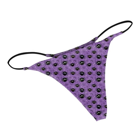 

OVTICZA No Show G-String Thongs for Women Sexy T-Back Panties Tangas Stretch Halloween Underwear Purple 2XL