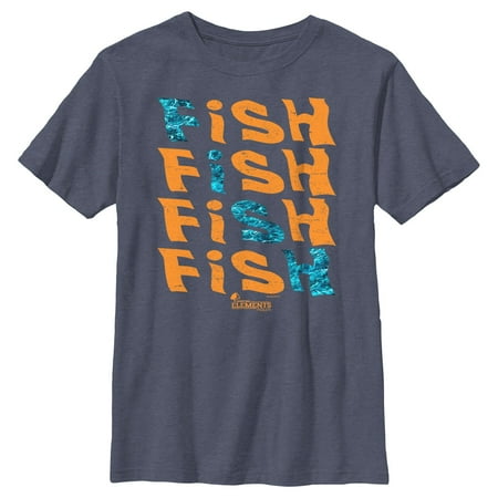 Boy s Mossy Oak Fish Text Stack Graphic Tee Navy Blue Heather Medium