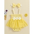 thumbnail image 3 of Suealasg 0-3 Months Baby Photoshoot Outfits Sleeveless Plaid Daisy Embroidery Tulle Romper Dress+Headband 2Pcs Summer Birthday Clothes Set, 3 of 8