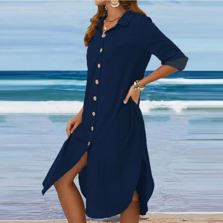 Spring Dresses for Women 2022 - Womens Sexy Solid Color Long Sleeve V-Neck  Wrap Mini Dress Elegant Spring Outfits 