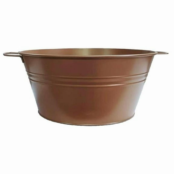Houston International Trading 6087E GC 6087E GC Enameled Galvanized Steel Planter / Tub, Glazed Caramel