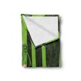 thumbnail image 2 of Animal Soft Flannel Fleece Throw Blanket, Funny Illustration of Friendly Fun Frog on Stem of the Bamboo Jungle Trees Nature, Cozy Plush for Indoor and Outdoor Use, 60" x 80", Green, by Ambesonne, 2 of 5