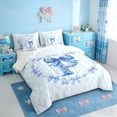 thumbnail image 2 of Erosebridal Girls Blue Bowknot 7pcs Bedding Comforter Set,Blue Letter P Monogrammed Queen Bedding Sets For Girls Kids,Reversible, 2 of 7