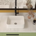 thumbnail image 3 of Modern Bathroom Vanity 16"x12" White Ceramic Rectangular Vessel Bathroom Sink,Wooden Bathroom Vanity, 3 of 9