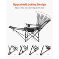 thumbnail image 4 of Reclining Camping Chair, 4 Adjustable Positions, Portable Folding Lounger for Adults, Mesh Beach Chair with Headrest & Foot Rest, Supports 220 lbs, Heavy Duty Camp Chairs for , Gray, 4 of 8