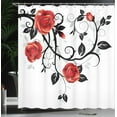 thumbnail image 3 of Ambesonne Gothic Shower Curtain, Swirling Roses Garden, 69"Wx70"L, Vermilion Black White, 3 of 4