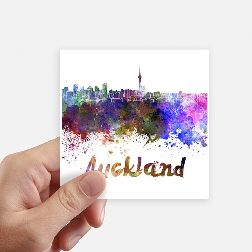 Auckland New Zealand City Watercolor Sticker Square Waterproof Stickers