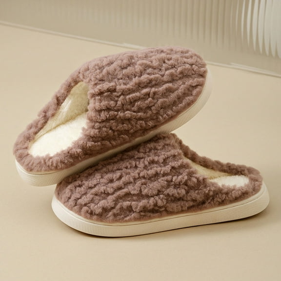 Cozy Platform Fuzzy Slippers for Women Wide Width Plus Size Faux Fur Plush Anti-Skid Indoor/Outdoor Slippers Unique Christmas Gift for Mom & Dad Solid Color Home Essentials