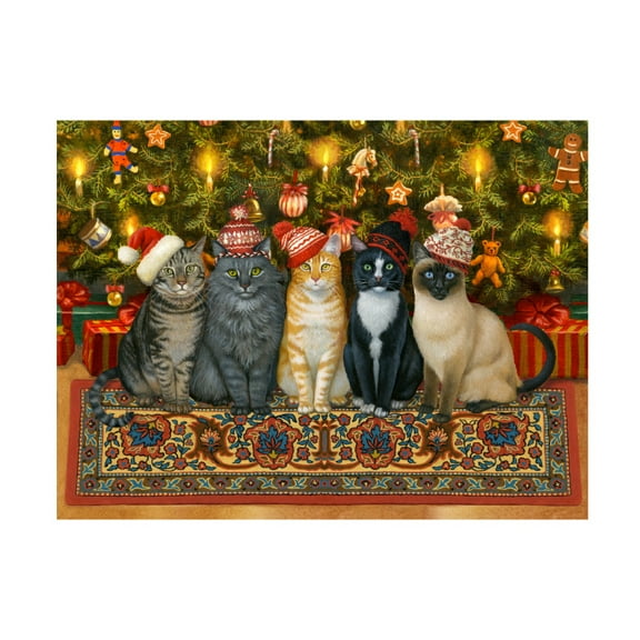 Ruth Sanderson 'Cats In Christmas Hats' Canvas Art