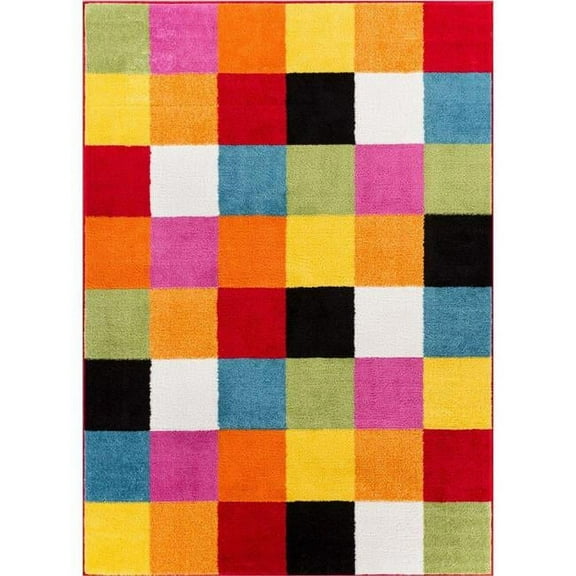 Bright Square Kids Rug, Multicolor - 5 x 7 ft.