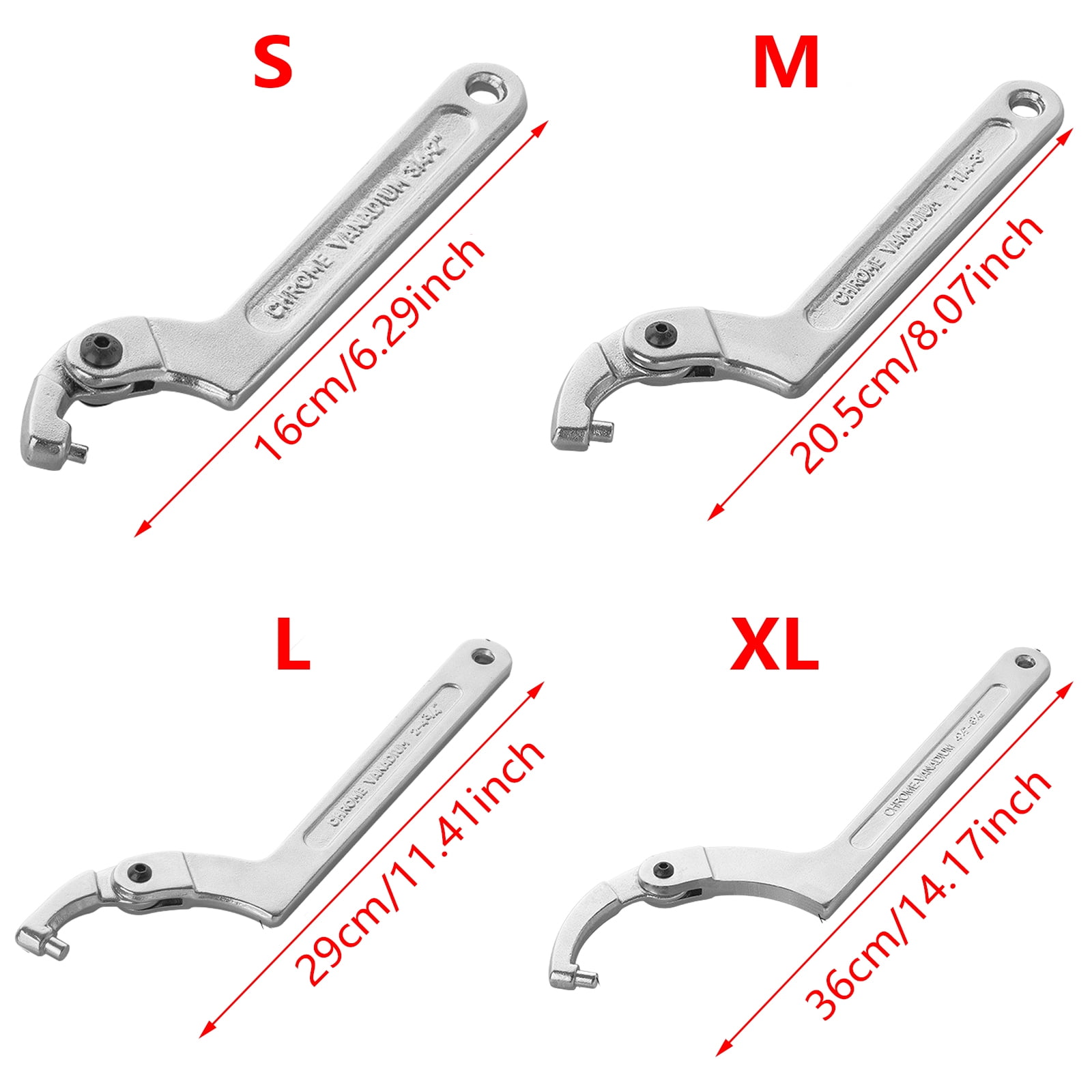 Adjustable C Hook Spanner Wrench Nut Bolts Hand Tool Stainless Steel Hand Tool Adjustable Wrench Hook Auto Tool