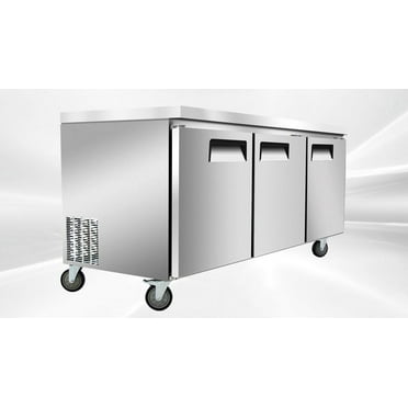 Cooler Depot 72 Inches Stainless Steel Undercounter Triple Solid Doors Refrigerator AUR-18476 NSF ETL Certified