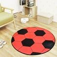 thumbnail image 1 of Orange Soccer Round Rug Carpet Floor Chair Mat for Room Bedroom Living Room (Soccer,24 inch), 1 of 1