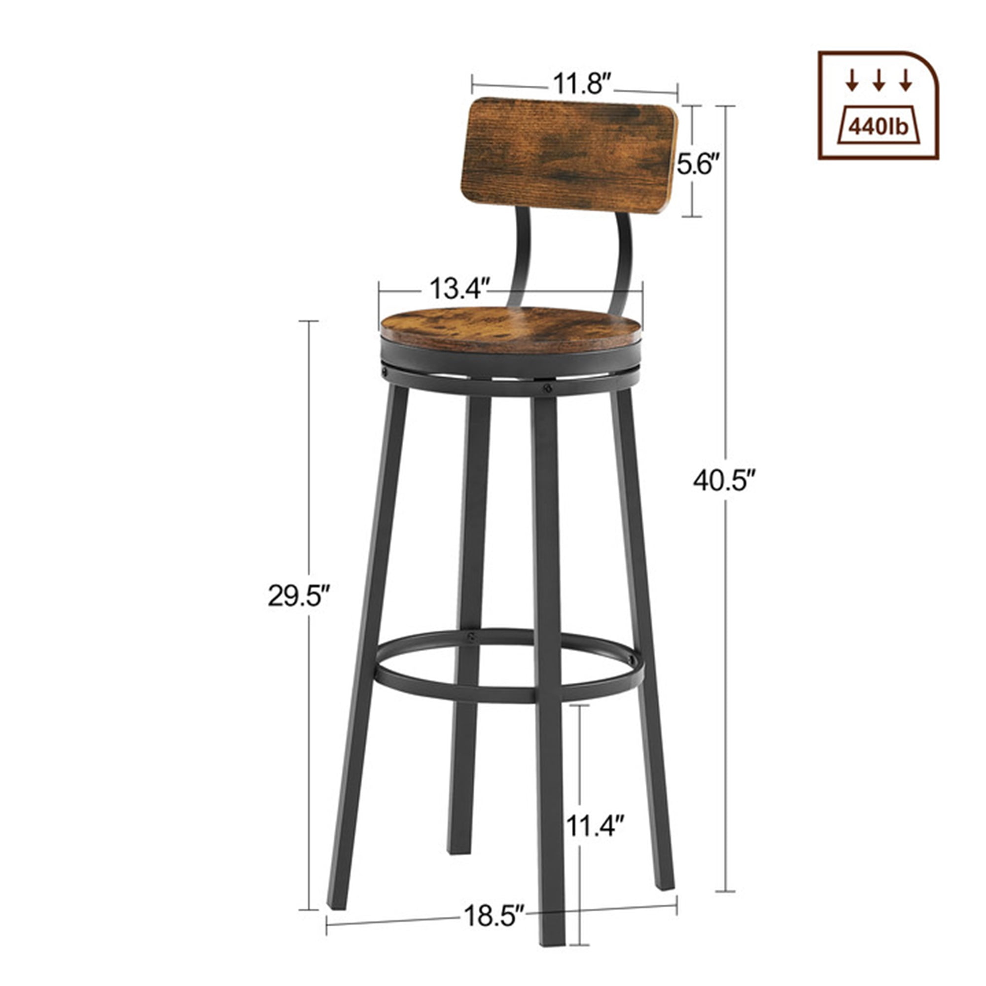 YYAo Oval Swivel Set of 2 Bar Stool, Metal Frame Armless Stool with Back for Living Room, Bar, Rustic Brown YYAo Oval Swivel Set of 2 Bar Stool, Metal Frame Armless Stool with Back for Living Room, Bar, Rustic Brown