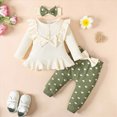 thumbnail image 2 of KPOPLK Infant Baby Girl Clothes Fall Outfits Ribbed Long Sleeve Top and Leggings + Headband Fall Winter 6 9 12 18 24 Months 3 Piece Set,Size 6-9 Months, 2 of 9