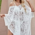 thumbnail image 6 of JGGSPWM Elegant Lace Beach Cover Up for Women, Bathing Suit Cover Up, V-Neck Swimsuit Coverup, Pool Swimwear Crochet Dress White Free Size, 6 of 8