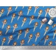 thumbnail image 1 of Soimoi Blue Moss Georgette Fabric Girl & Drinks Beach Printed Fabric 1 Yard 42 Inch Wide, 1 of 3