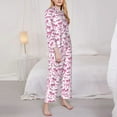 thumbnail image 3 of Vsdgher Pink bows Pajamas Set Long Sleeve Sleepwear Womens Button Down Nightwear Pj Sets-Small, 3 of 7
