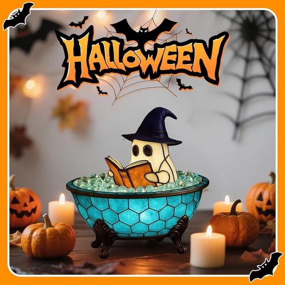 Halloween Ghost Bubble Bath Lamp, for Indoor Readers & Book Lover Desk Home | Cute Bathtub Ghost Night Lights for Halloween Decor, Reading Books Nightlight, Halloween Decorations