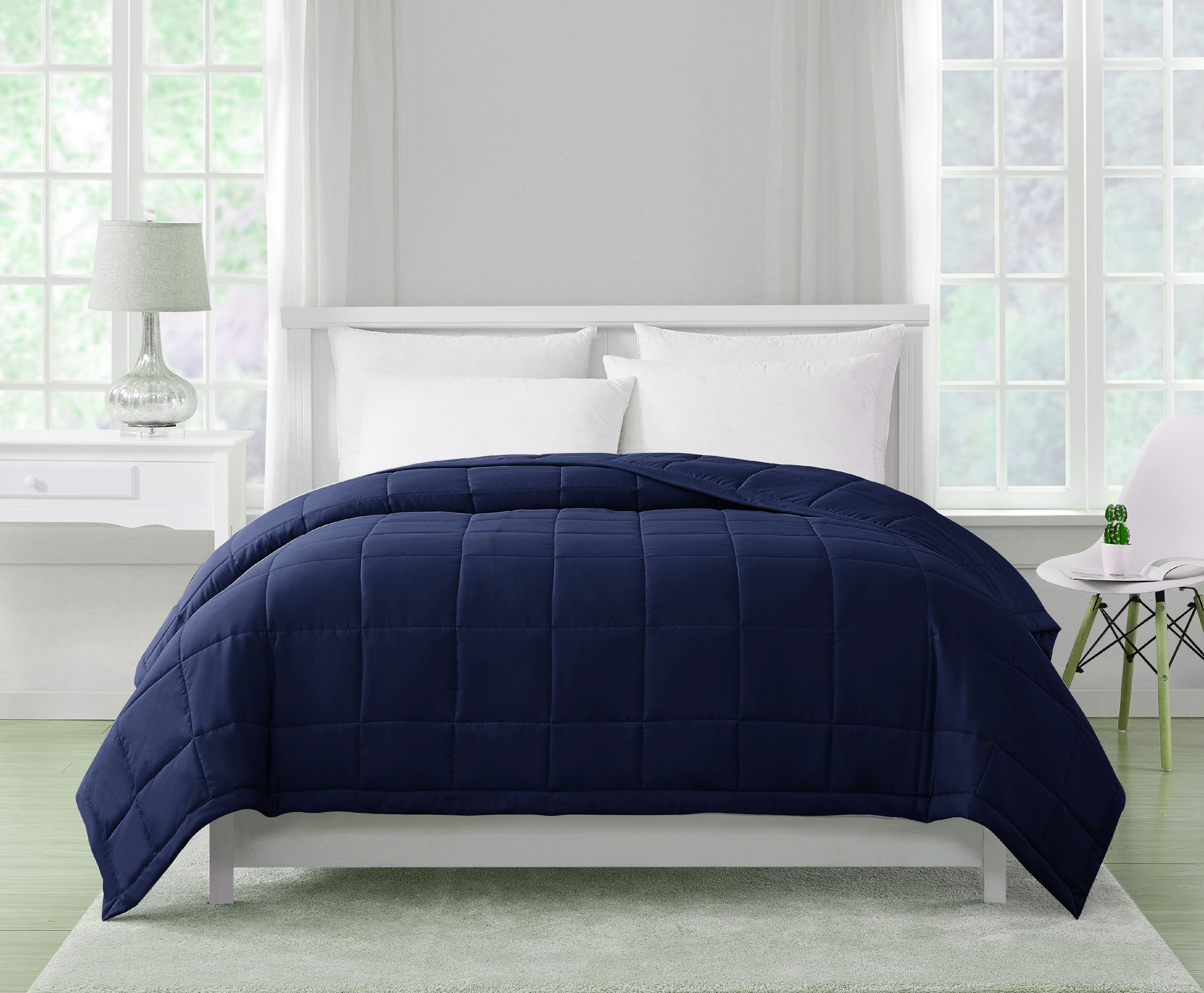 Mainstays Solid Down Alternative Bed Blanket King Navy Walmart Com Walmart Com