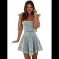 thumbnail image 1 of Vestido Vaquero Corto de Verano para Mujer, Informal, Sin Mangas, Ajustado y Desgastado. Azul S, 1 of 10