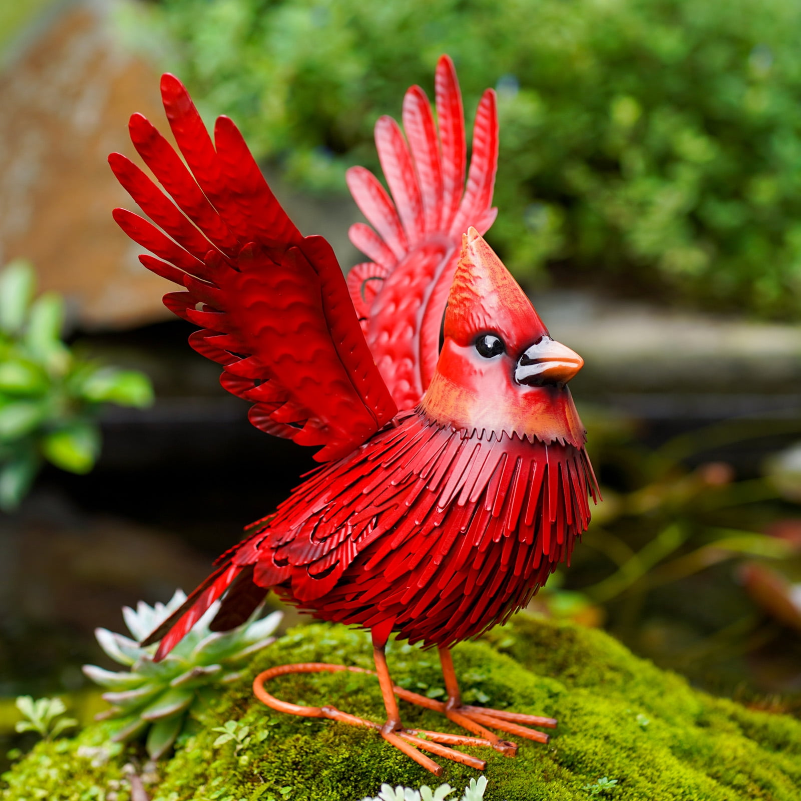 Goodeco Metal Cardinal Garden Ornament - Large Red Bird Outdoor