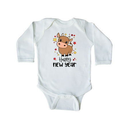 

Inktastic Happy New Year Cute Ox Gift Baby Boy or Baby Girl Long Sleeve Bodysuit
