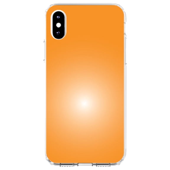 DistinctInk Clear Shockproof Hybrid Case for iPhone X / XS (5.8" Screen) - TPU Bumper, Acrylic Back, Tempered Glass Screen Protector - Orange White Gradient Burst Sun