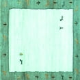 thumbnail image 1 of Ahgly Company Machine Washable Indoor Square Solid Turquoise Blue Modern Area Rugs, 7' Square, 1 of 4