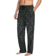 thumbnail image 5 of Men's Pajama Pants with Pockets Sleepwear Lounge Pants Stretch Casual Damask Black Dark 5, 5 of 7