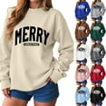 thumbnail image 4 of TTUHYWXI Merry Sweatshirts for Women Oversized Crewneck Christmas Pullover Long Sleeve Xmas Holiday Outfits (Sky Blue, 3XL), 4 of 6