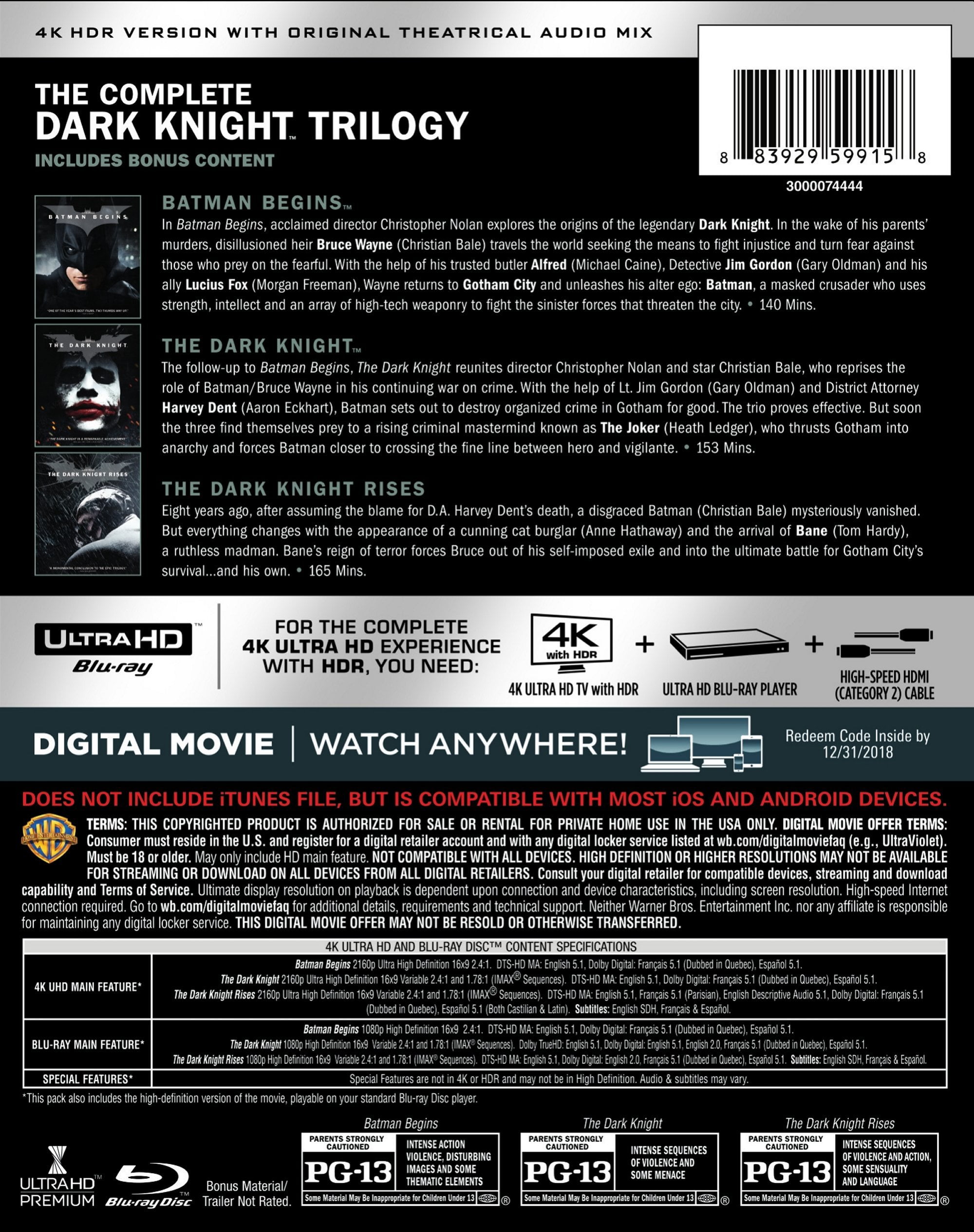 Dark Knight Trilogy Collection [UHD]