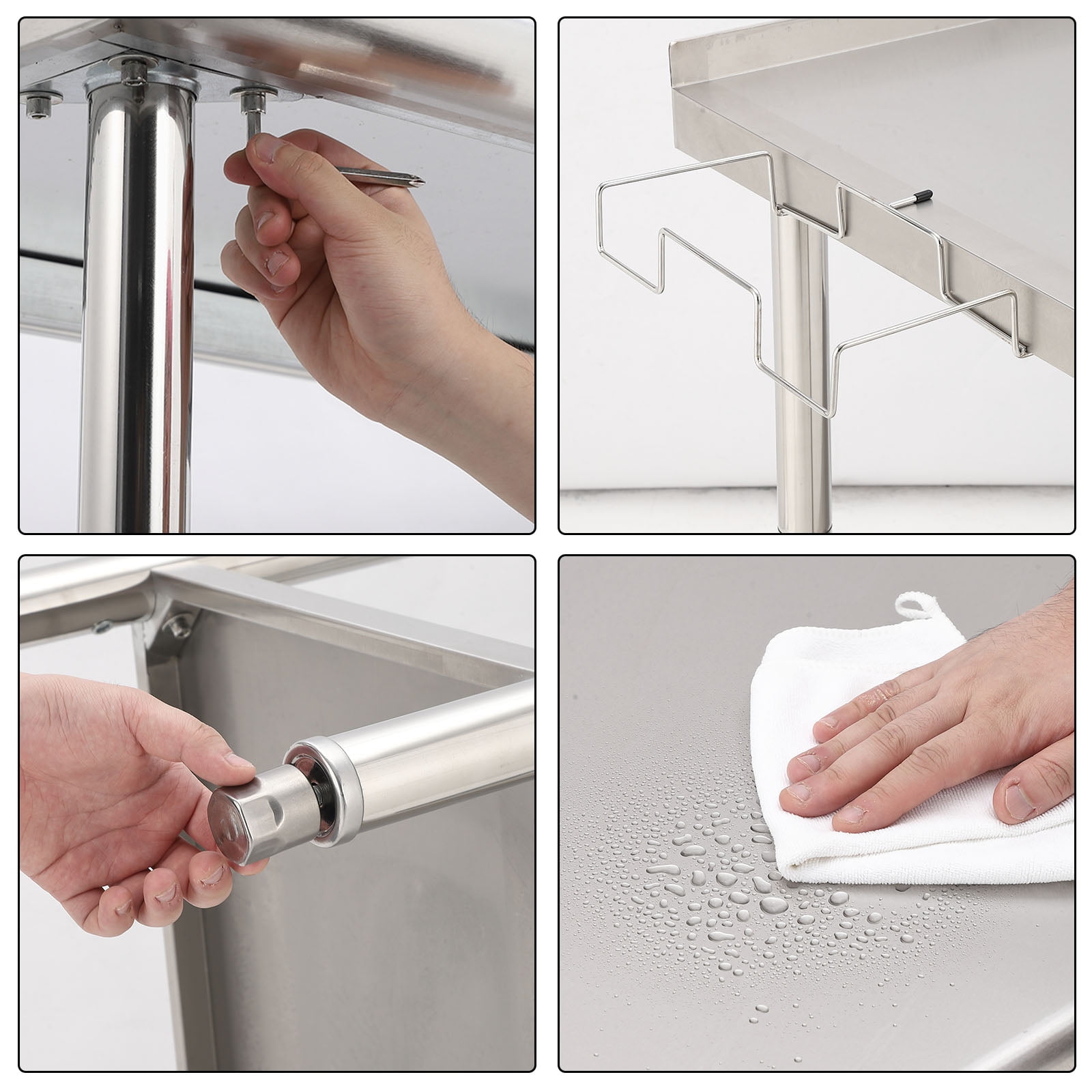 OUTGOODS Stainless Steel Work Table 48"x24" w/ Adjustable Shelf, NSF Commercial Grade