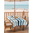 thumbnail image 6 of Outdoor Tablecloth with Umbrella Hole, Blue Teal Ombre Grey Striped Spillproof Waterproof Outdoor Table Cover, Farmhouse Stripe Modern Patio Tablecloths for Party Picnic Camping, Rectangle 60"x84", 6 of 9