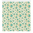 thumbnail image 3 of Ambesonne Geometric Shower Curtain, Spiral Circle Tile, 69"Wx84"L, Teal Orange, 3 of 5