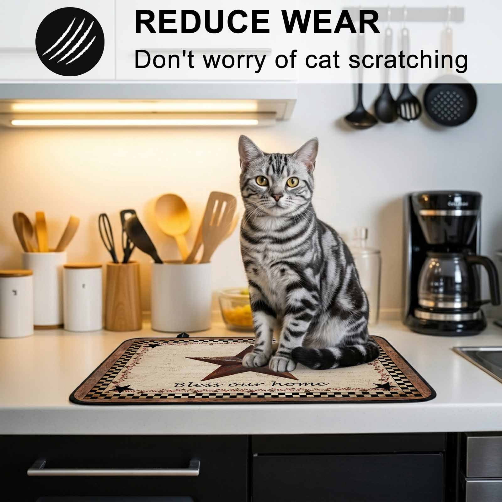 Western Star Brown Stove Top Cover for Electric Stove, Heat-proof & Non Slip Glass Top Stove Cover Protector, Texas Stars Retro Farmhouse Buffalo Plaid Kitchen Flat Cooktop Rubber Mat 24x21 Inches