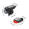 thumbnail image 2 of Juego de luces solares para bicicleta, luz delantera recargable por USB, luz solar impermeable para bicicleta y luz trasera solar para bicicleta, luz delantera y luz trasera con 2 modos, 2 of 5