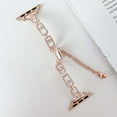 thumbnail image 3 of Diamond Chain Watch Band Compatible for Apple Watch Bands 42mm 44mm 45mm 46mm 49mm, Dressy Slim Metal Strap with Rhinestone for iWatch Band Ultra 2/1 Series 10 9 8 7 6 5 4 SE 3 2 1, Rosegold, 3 of 6